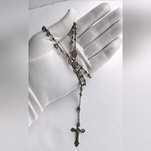 Vintage Sterling Silver 800 Rosary Crucifix Catholic Roma Rome Italy